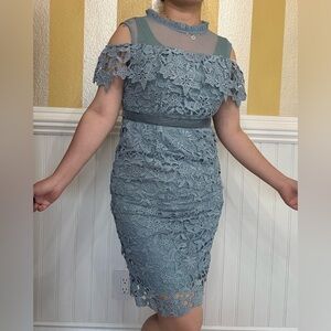 Elegant Blue Lace Dress